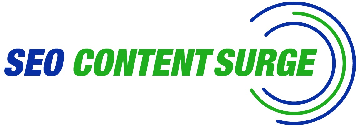 Logo of SEO Content Surge article, blog, and copywriting service.