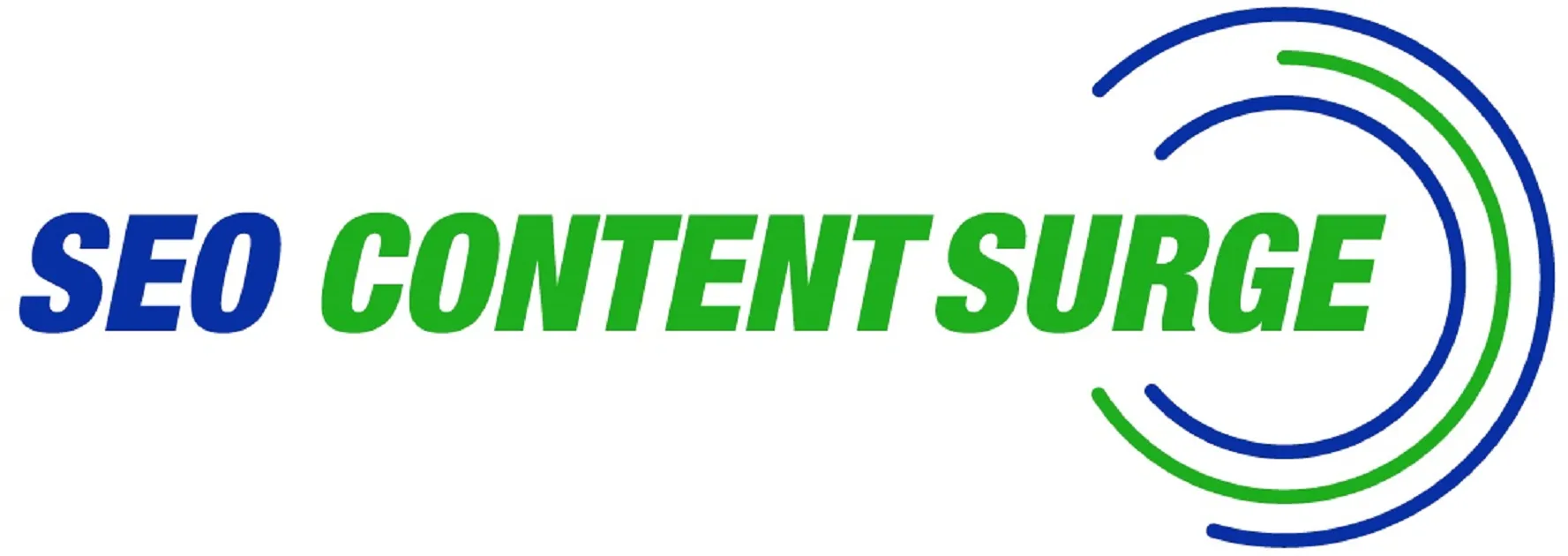 The SEOContentSurge Logo with Green Blue wordmark 1777x630