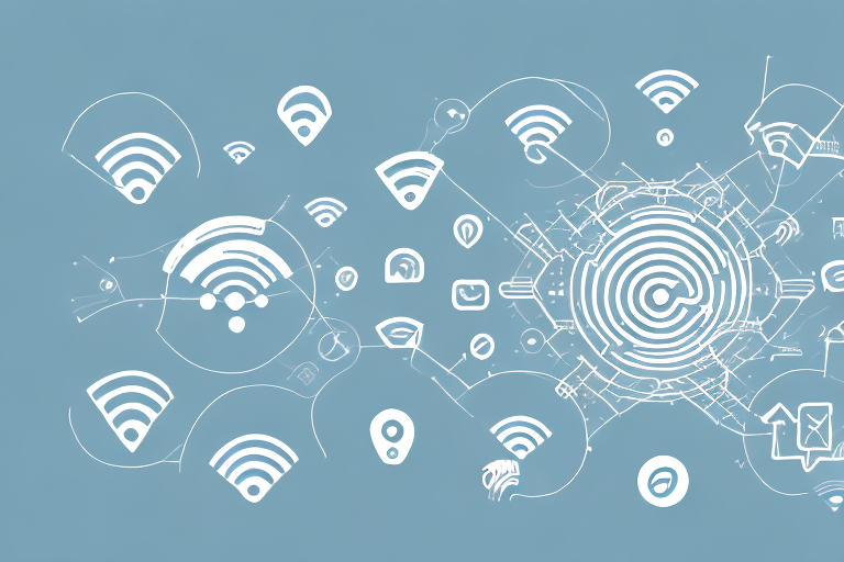 Wi-fi icons implying online presence for small businesses on a blue background.