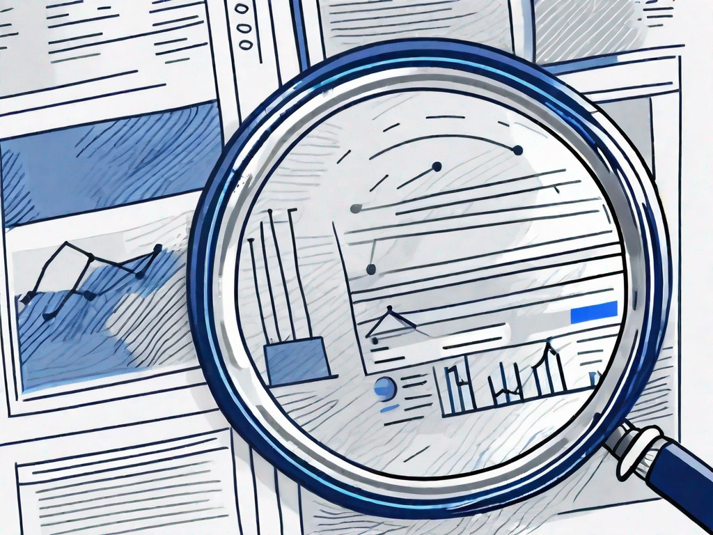 Title Tag, Onpage SEO Explained: Magnifying glass inspecting newspaper illustration