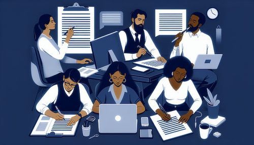 White label content team crafting marketing copy.