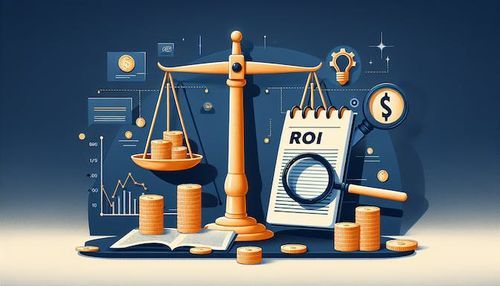 ROI scale with coins for outsourced blog content agency