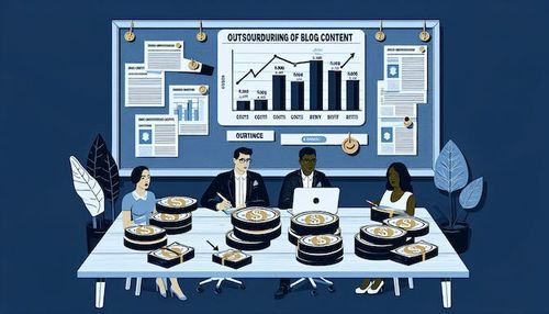Cost analysis meeting on outsourcing blog content for agencies.